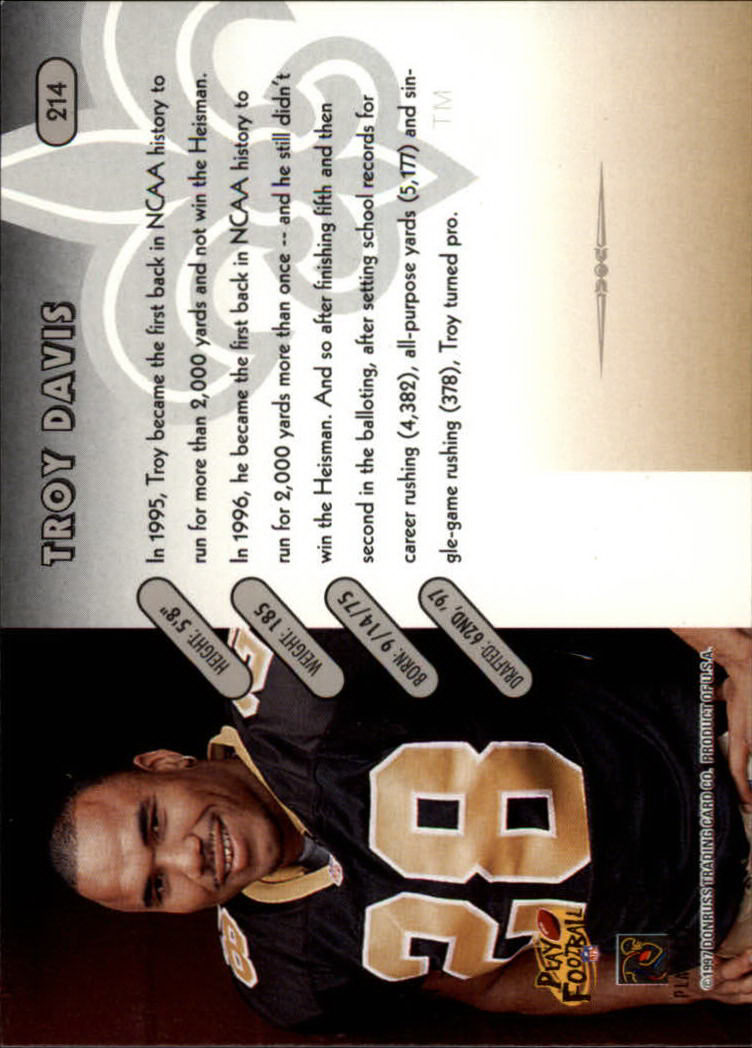 1997 Donruss Football "Main Set" Cards #1 to #230 Rookies and Veterans - Picture 417 of 445