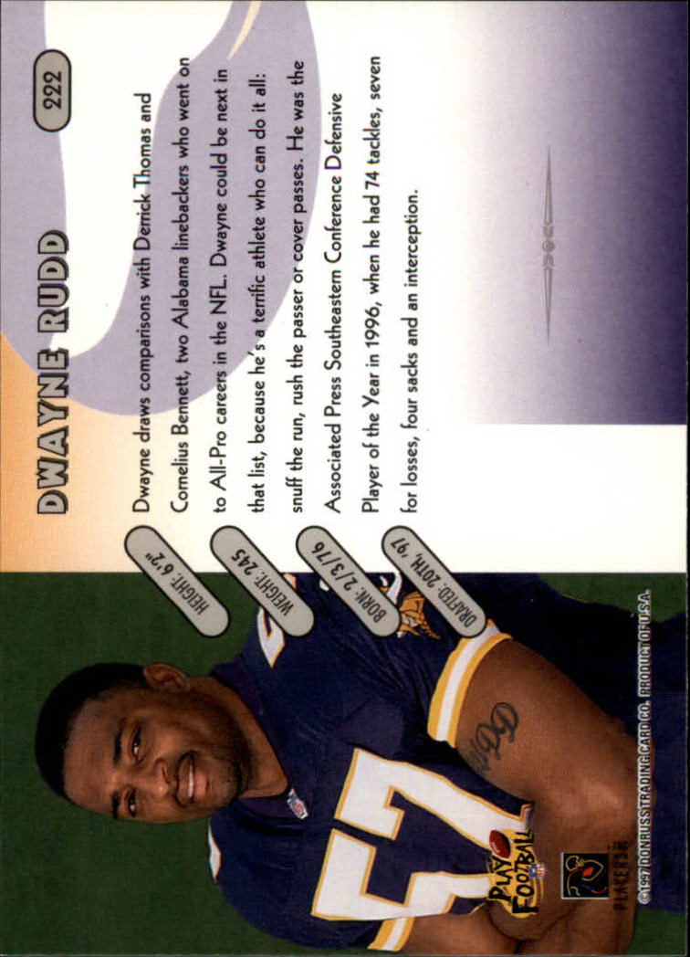 1997 Donruss Football "Main Set" Cards #1 to #230 Rookies and Veterans - Picture 431 of 445