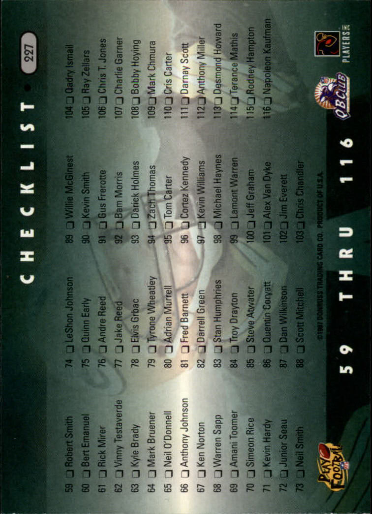 1997 Donruss Football "Main Set" Cards #1 to #230 Rookies and Veterans - Picture 439 of 445