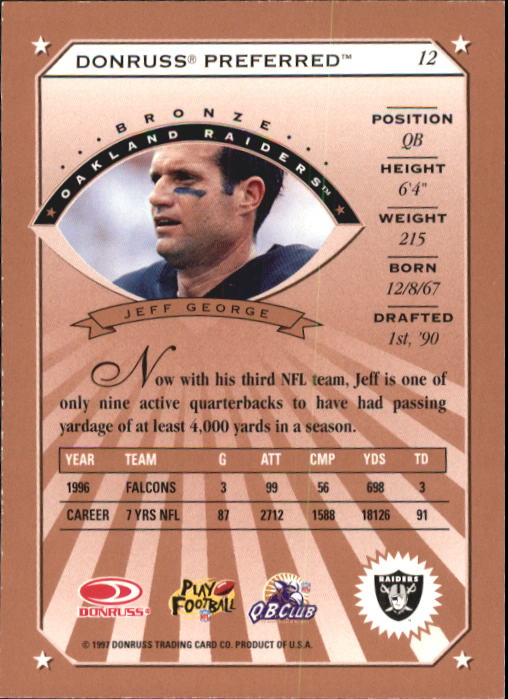 1997 Donruss Preferred Football "Main Set" Cards #1 to 150 Rookies and Veterans - Picture 7 of 147