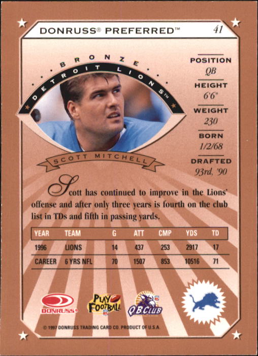 1997 Donruss Preferred Football "Main Set" Cards #1 to 150 Rookies and Veterans - Picture 21 of 147
