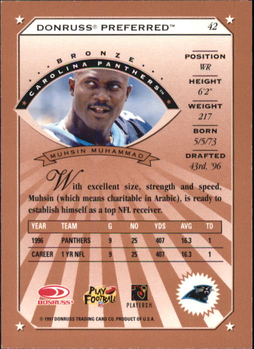 1997 Donruss Preferred Football "Main Set" Cards #1 to 150 Rookies and Veterans - Picture 23 of 147