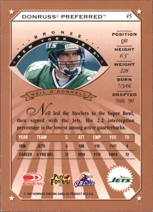 1997 Donruss Preferred Football "Main Set" Cards #1 to 150 Rookies and Veterans - Picture 25 of 147