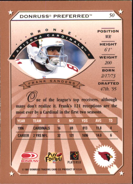 1997 Donruss Preferred Football "Main Set" Cards #1 to 150 Rookies and Veterans - Picture 29 of 147