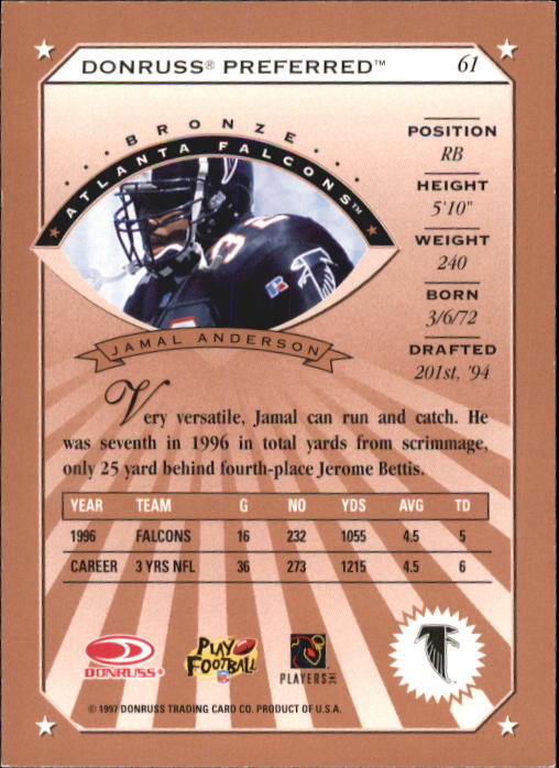 1997 Donruss Preferred Football "Main Set" Cards #1 to 150 Rookies and Veterans - Picture 41 of 147
