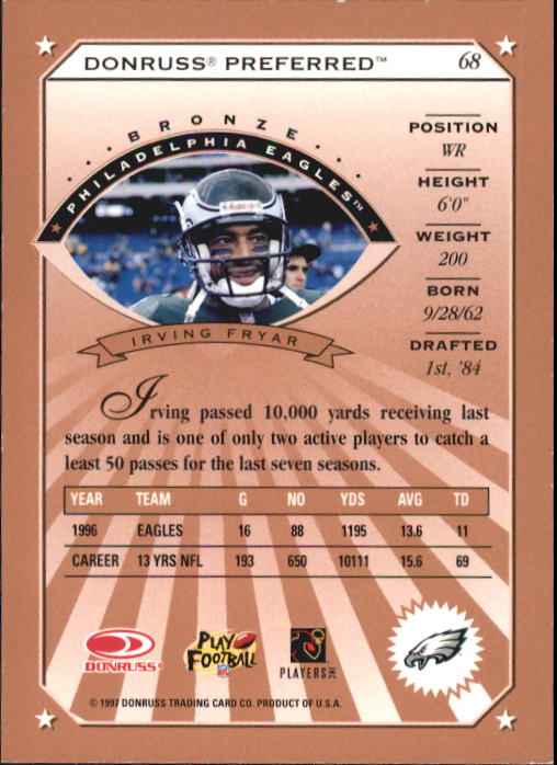 1997 Donruss Preferred Football "Main Set" Cards #1 to 150 Rookies and Veterans - Picture 47 of 147