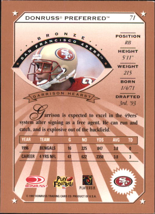 1997 Donruss Preferred Football "Main Set" Cards #1 to 150 Rookies and Veterans - Picture 51 of 147