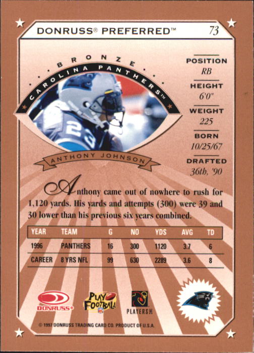1997 Donruss Preferred Football "Main Set" Cards #1 to 150 Rookies and Veterans - Picture 53 of 147