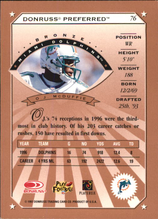 1997 Donruss Preferred Football "Main Set" Cards #1 to 150 Rookies and Veterans - Picture 55 of 147