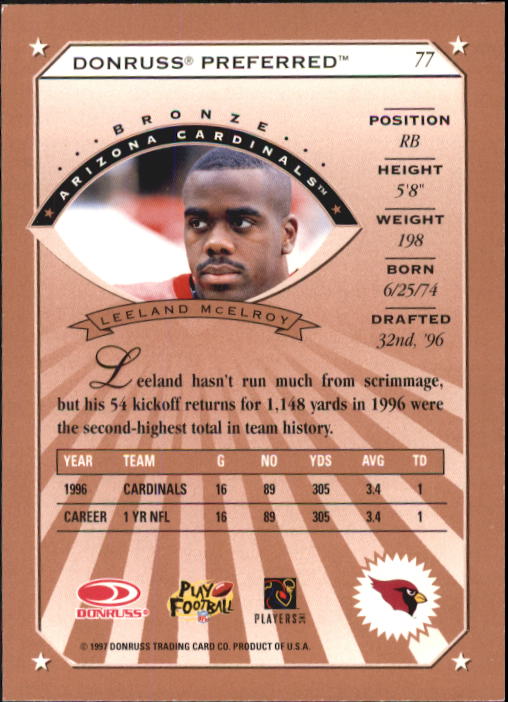1997 Donruss Preferred Football "Main Set" Cards #1 to 150 Rookies and Veterans - Picture 57 of 147
