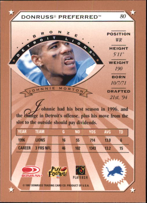 1997 Donruss Preferred Football "Main Set" Cards #1 to 150 Rookies and Veterans - Picture 61 of 147