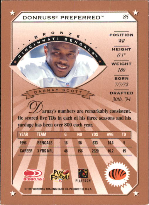 1997 Donruss Preferred Football "Main Set" Cards #1 to 150 Rookies and Veterans - Picture 67 of 147