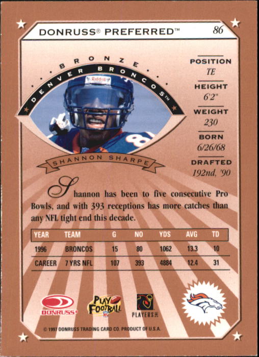 1997 Donruss Preferred Football "Main Set" Cards #1 to 150 Rookies and Veterans - Picture 69 of 147