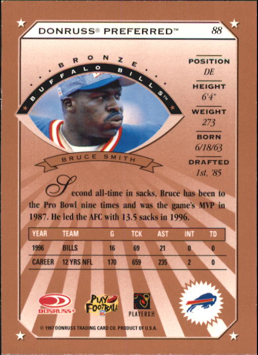 1997 Donruss Preferred Football "Main Set" Cards #1 to 150 Rookies and Veterans - Picture 71 of 147