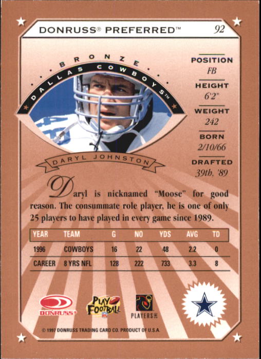 1997 Donruss Preferred Football "Main Set" Cards #1 to 150 Rookies and Veterans - Picture 77 of 147