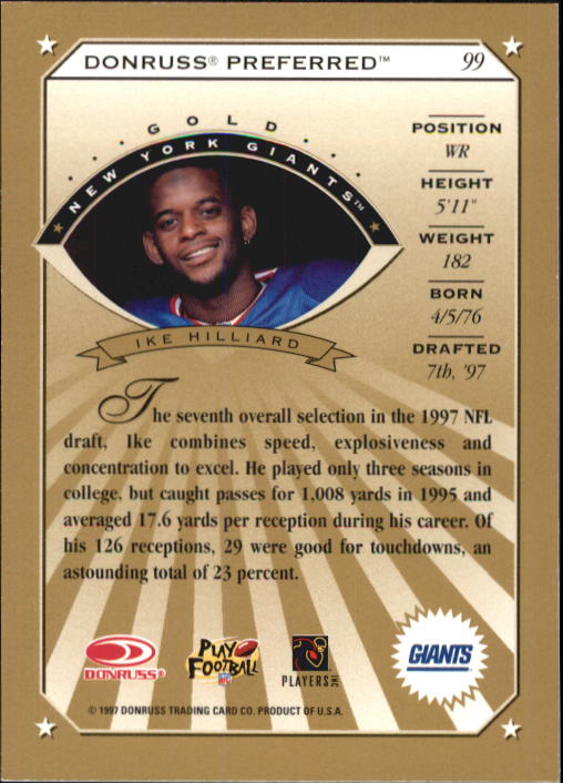 1997 Donruss Preferred Football "Main Set" Cards #1 to 150 Rookies and Veterans - Picture 85 of 147