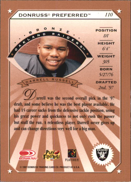 1997 Donruss Preferred Football "Main Set" Cards #1 to 150 Rookies and Veterans - Picture 93 of 147