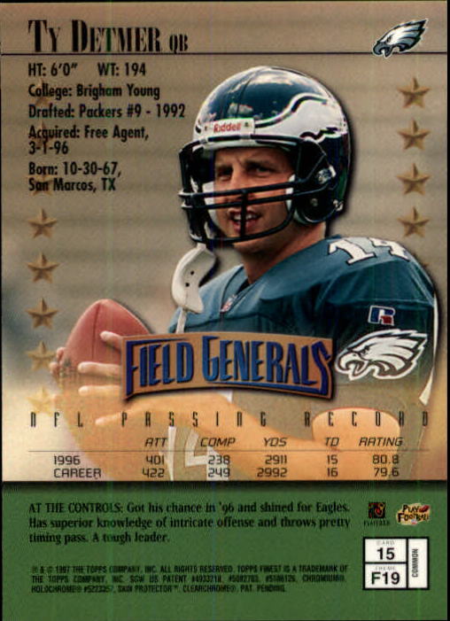 1997 Finest Football "Main Set" Cards #1 to #294 Promo Rookies and Veterans - Picture 29 of 350