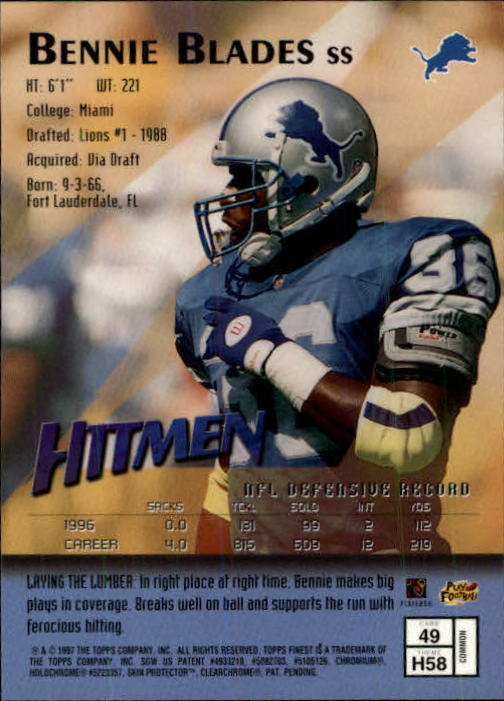 1997 Finest Football "Main Set" Cards #1 to #294 Promo Rookies and Veterans - Picture 91 of 350