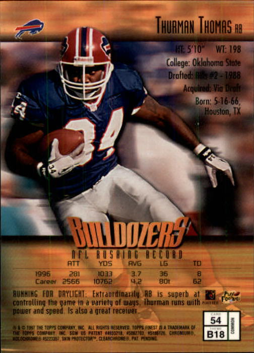 1997 Finest Football "Main Set" Cards #1 to #294 Promo Rookies and Veterans - Picture 101 of 350