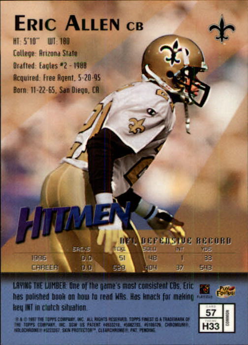 1997 Finest Football "Main Set" Cards #1 to #294 Promo Rookies and Veterans - Picture 105 of 350