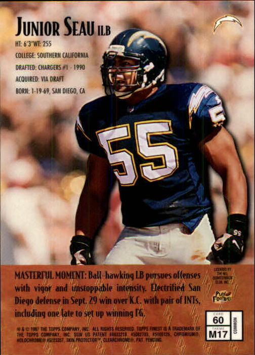 1997 Finest Football "Main Set" Cards #1 to #294 Promo Rookies and Veterans - Picture 111 of 350