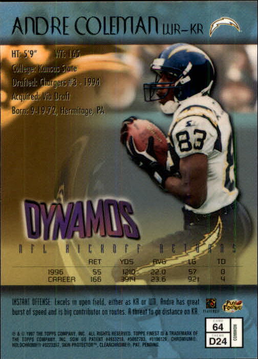1997 Finest Football "Main Set" Cards #1 to #294 Promo Rookies and Veterans - Picture 119 of 350
