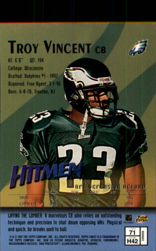 1997 Finest Football "Main Set" Cards #1 to #294 Promo Rookies and Veterans - Picture 133 of 350