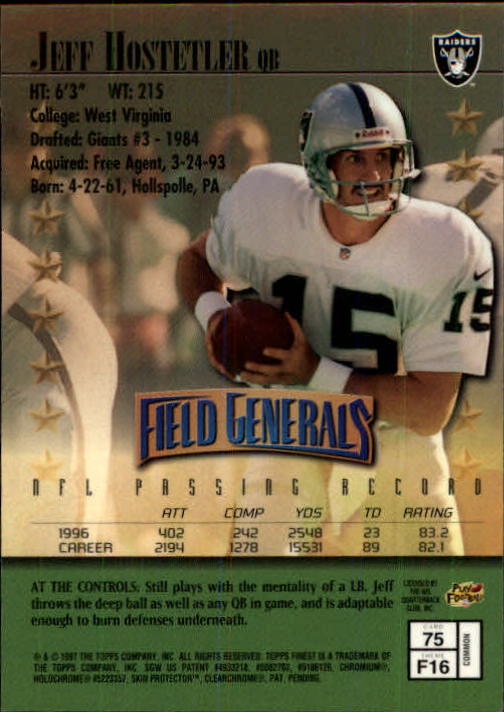 1997 Finest Football "Main Set" Cards #1 to #294 Promo Rookies and Veterans - Picture 141 of 350