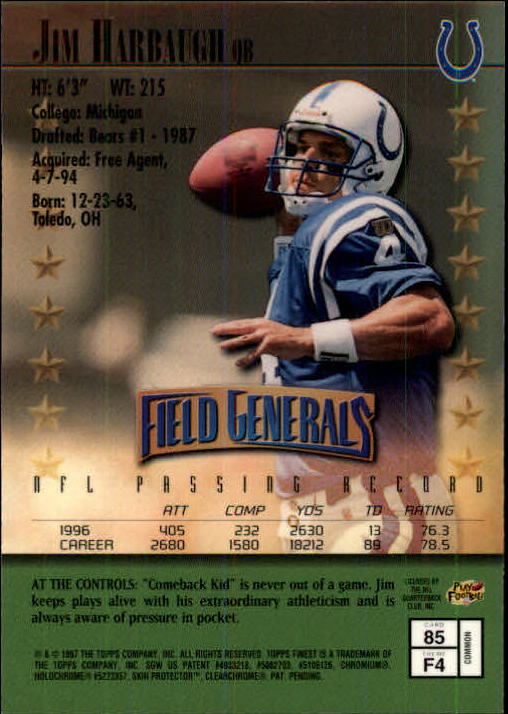 1997 Finest Football "Main Set" Cards #1 to #294 Promo Rookies and Veterans - Picture 159 of 350