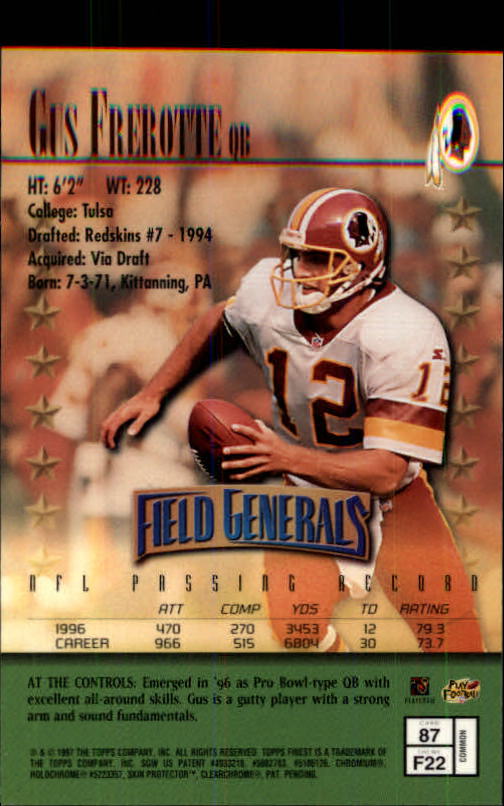 1997 Finest Football "Main Set" Cards #1 to #294 Promo Rookies and Veterans - Picture 163 of 350