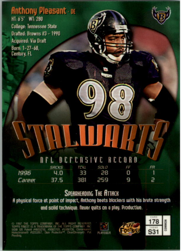 1997 Finest Football "Main Set" Cards #1 to #294 Promo Rookies and Veterans - Picture 206 of 350