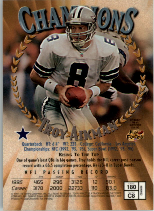 1997 Finest Football "Main Set" Cards #1 to #294 Promo Rookies and Veterans - Picture 210 of 350
