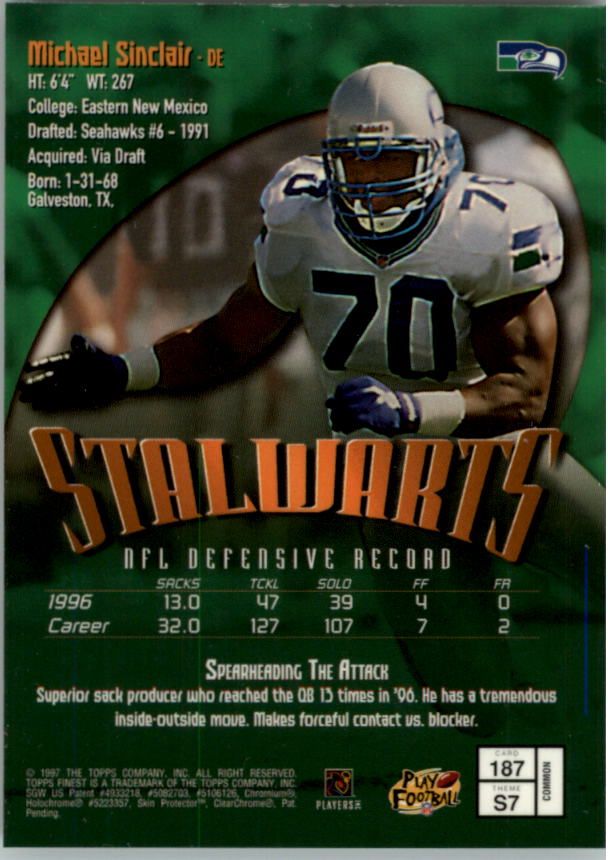1997 Finest Football "Main Set" Cards #1 to #294 Promo Rookies and Veterans - Picture 220 of 350