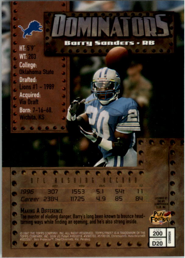 1997 Finest Football "Main Set" Cards #1 to #294 Promo Rookies and Veterans - Picture 236 of 350