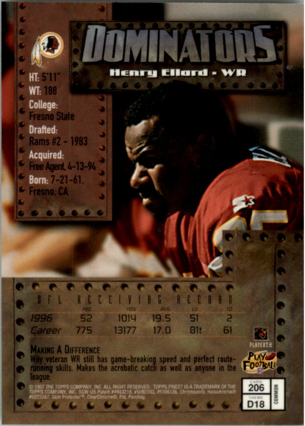 1997 Finest Football "Main Set" Cards #1 to #294 Promo Rookies and Veterans - Picture 246 of 350