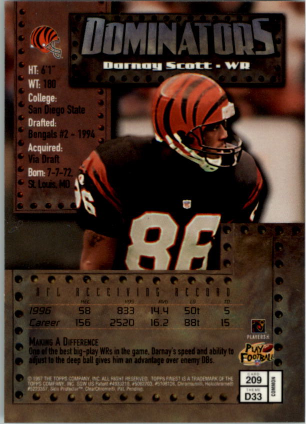 1997 Finest Football "Main Set" Cards #1 to #294 Promo Rookies and Veterans - Picture 250 of 350