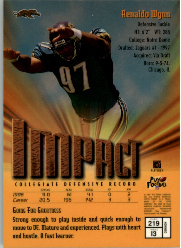 1997 Finest Football "Main Set" Cards #1 to #294 Promo Rookies and Veterans - Picture 262 of 350