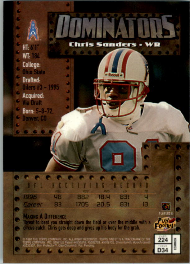 1997 Finest Football "Main Set" Cards #1 to #294 Promo Rookies and Veterans - Picture 270 of 350