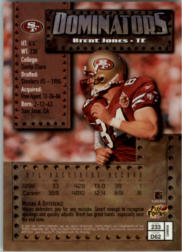 1997 Finest Football "Main Set" Cards #1 to #294 Promo Rookies and Veterans - Picture 284 of 350