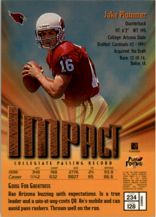 1997 Finest Football "Main Set" Cards #1 to #294 Promo Rookies and Veterans - Picture 286 of 350