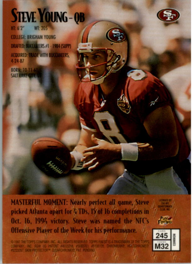 1997 Finest Football "Main Set" Cards #1 to #294 Promo Rookies and Veterans - Picture 302 of 350
