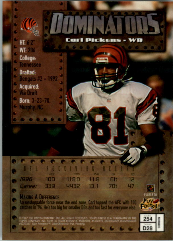 1997 Finest Football "Main Set" Cards #1 to #294 Promo Rookies and Veterans - Picture 314 of 350