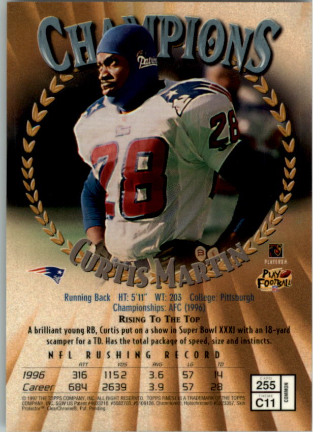 1997 Finest Football "Main Set" Cards #1 to #294 Promo Rookies and Veterans - Picture 316 of 350