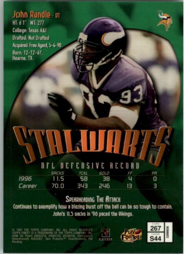 1997 Finest Football "Main Set" Cards #1 to #294 Promo Rookies and Veterans - Picture 330 of 350