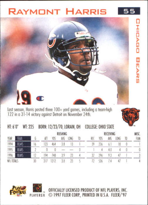 Mark Carrier - Chicago Bears (NFL Football Card) 1997 Fleer # 87 Mint