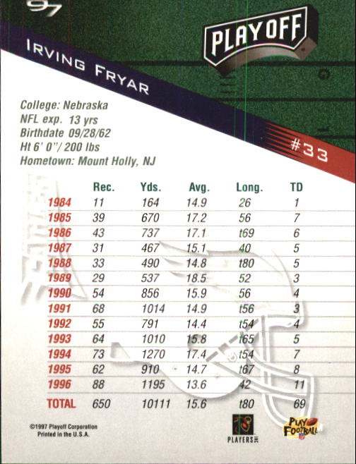 1997 Playoff Zone Football "Main Set" Cards #1 to #150 Rookies and Veterans - Picture 49 of 249