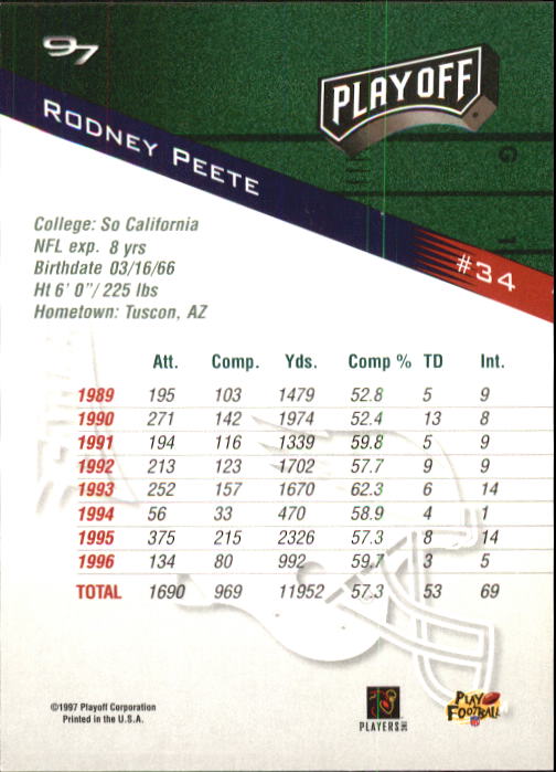 1997 Playoff Zone Football "Main Set" Cards #1 to #150 Rookies and Veterans - Picture 51 of 249