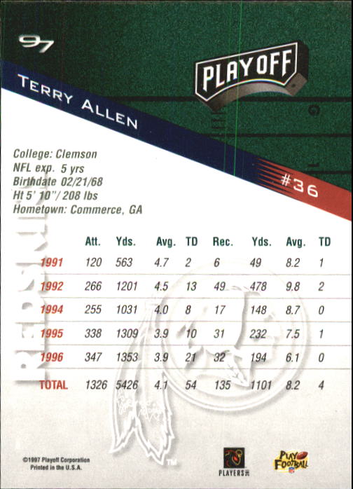 1997 Playoff Zone Football "Main Set" Cards #1 to #150 Rookies and Veterans - Picture 55 of 249
