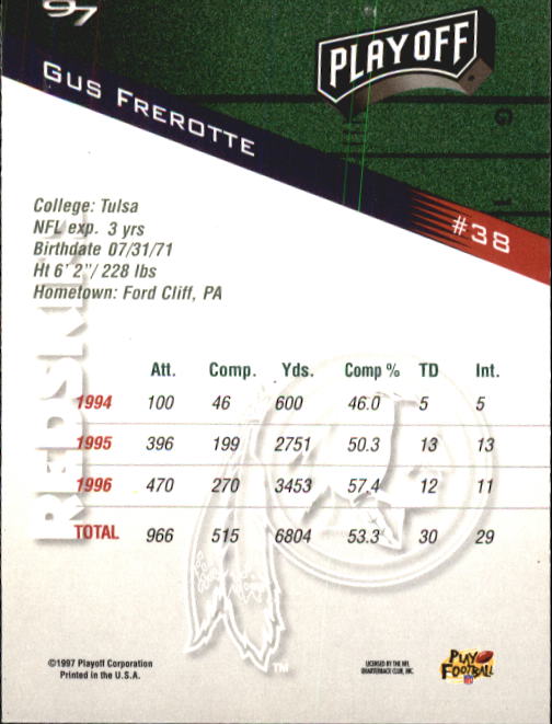 1997 Playoff Zone Football "Main Set" Cards #1 to #150 Rookies and Veterans - Picture 59 of 249